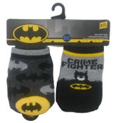 Wholesale - 2pk 0-6m BATMAN HEROES NEVER SLEEP NOVELTY SOCKS, UPC: 193159171957